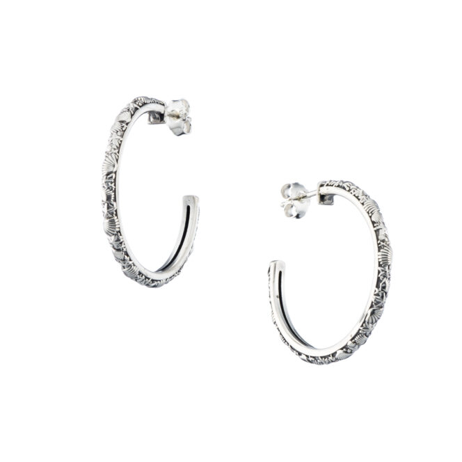 Hoops in Sterling silver with shells and starfish