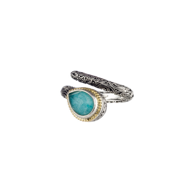 Eve teardrop ring in Sterling silver with Gold K18 details - Image 4