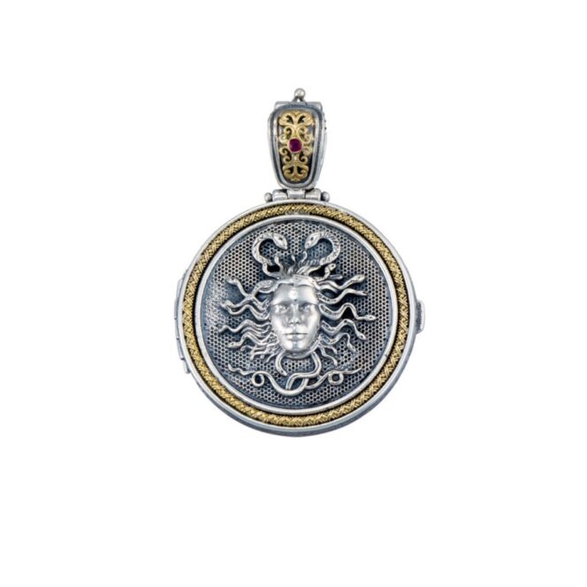 Medousa locket pendant in 18K Gold and Sterling silver