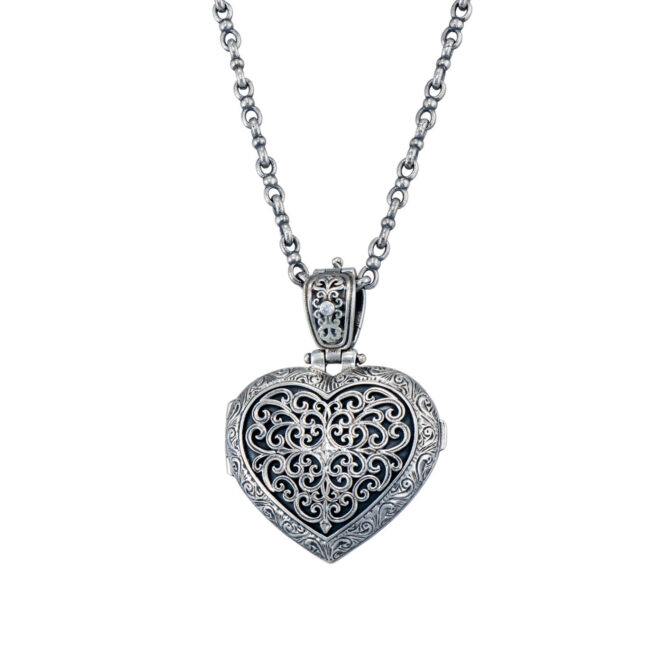 Mediterranean heart locket pendant in Sterling Silver - Image 3