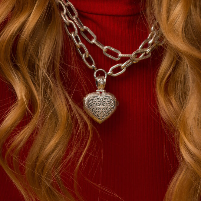 Mediterranean heart locket pendant in Sterling Silver - Image 2