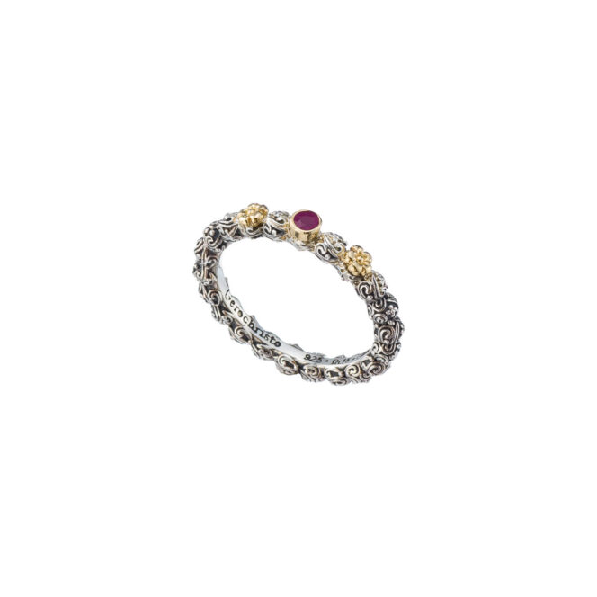 Eden's Garden band ring in sterling silver with Gold K18 and Gemstone - Image 3