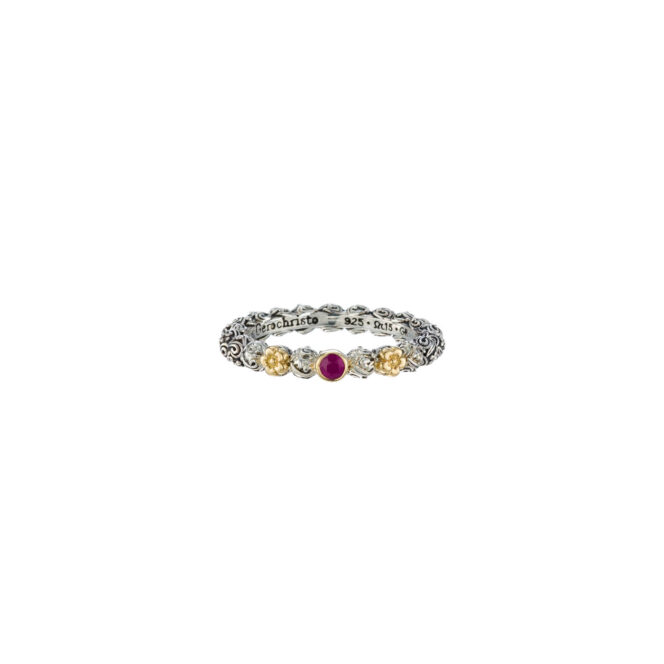 Eden's Garden band ring in sterling silver with Gold K18 and Gemstone - Image 4
