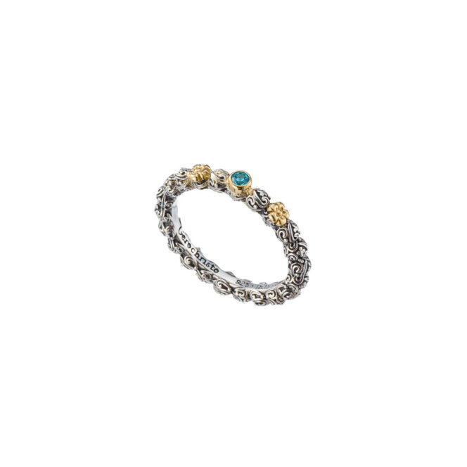 Eden's Garden band ring in sterling silver with Gold K18 and Gemstone - Image 2