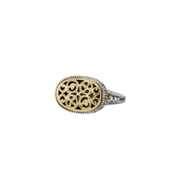 Garden Shadows medium oval ring in 18K Gold and Sterling Silver