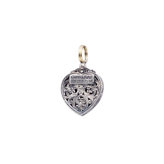 Mediterranean Heart Pendant in 18K Gold and Sterling Silver with Precious stone - Image 6