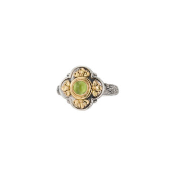 Athenian flower ring in 18K Gold and Sterling silver with peridot