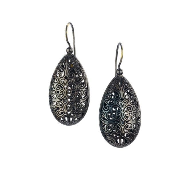 Kallisto teardrop earrings in Black plated silver 925