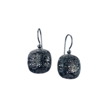 Kallisto cushion Earrings in Black plated silver 925