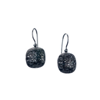 Kallisto cushion Earrings in Black plated silver 925