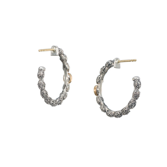Eve hoops Earrings in Sterling Silver with 18K Gold and Gemstones - Image 5