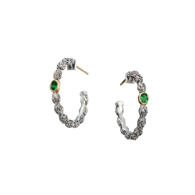 Eve hoops Earrings in Sterling Silver with 18K Gold and Gemstones - Image 3