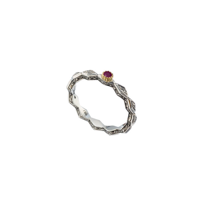 Band ring in sterling silver with 18K Gold and Gemstone - Image 4