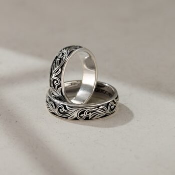 Floral Band ring in Sterling Silver