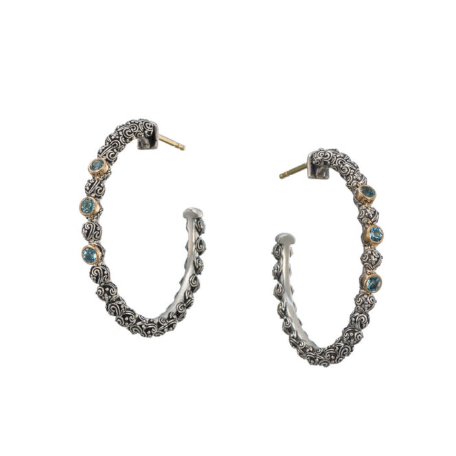Eve hoops Earrings in 18K Gold and Sterling silver with Gemstones - Image 3