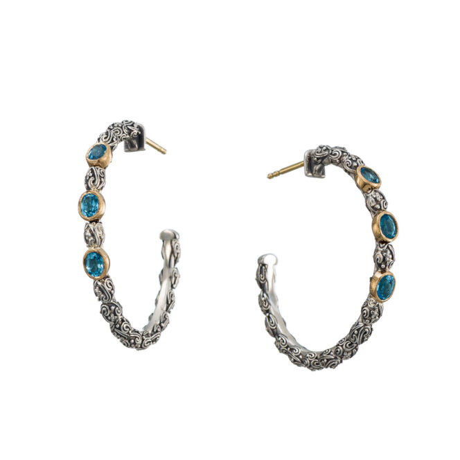 Eden's Garden Hoops Earrings in Sterling Silver with 18K Gold and Gemstones - Image 6