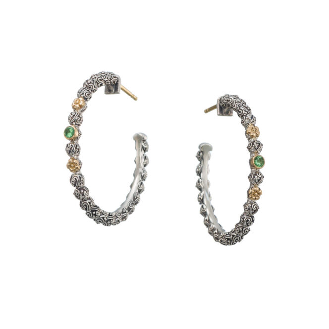 Eve hoops Earrings in 18K Gold and Sterling silver with Gemstones - Image 2