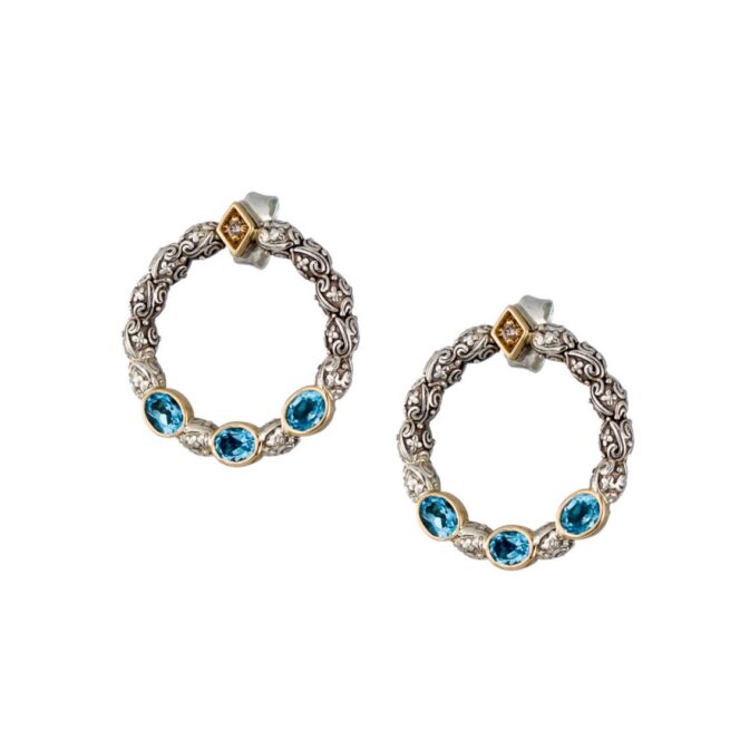 Eve stud cycle earrings in 18K Gold Sterling silver and Gemstones - Image 2