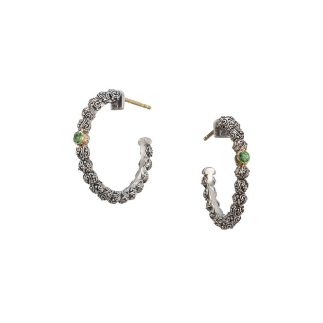 Eve hoops Earrings in 18K Gold and Sterling silver with Gemstones - Image 2