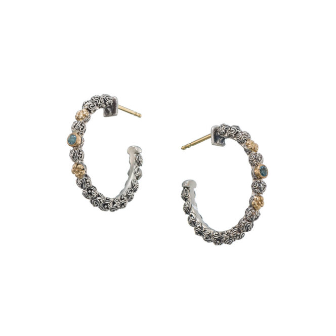 Eve hoops Earrings in 18K Gold and Sterling silver with Gemstones - Image 3