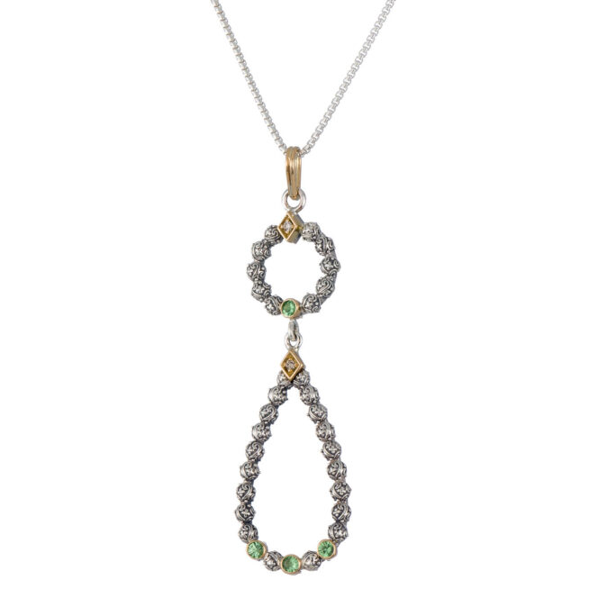 Eden's Garden Double pendant in 18K Gold and Sterling Silver with Gemstones - Image 3