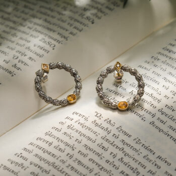 Eve stud circle earrings in 18K Gold Sterling silver and Gemstones