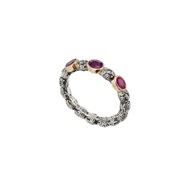 Eden's Garden oval Gemstones Band Ring in 18K Gold and Sterling silver - Image 10