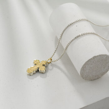 Byzantine cross in 18K Gold and sterling silver