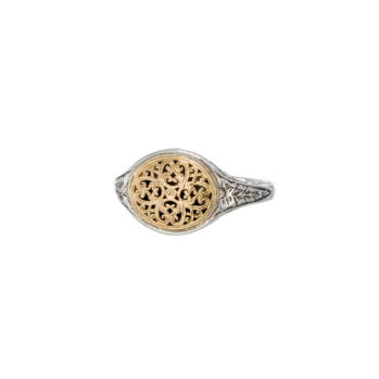 Mediterranean oval pinky ring in 18K Gold and sterling silver