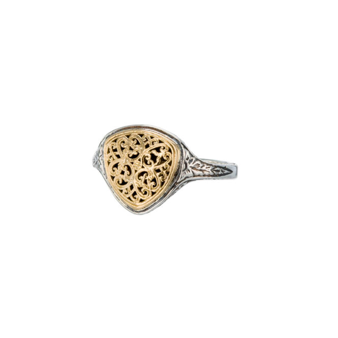 Mediterranean triangle pinky ring in 18K Gold and sterling silver
