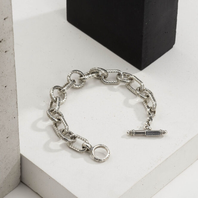 Ancient myth link bracelet in sterling silver
