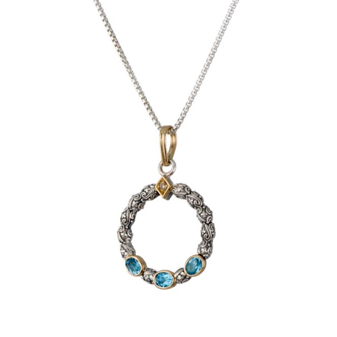 Eve cycle Pendant in 18K Gold Sterling silver and Gemstones - Image 2