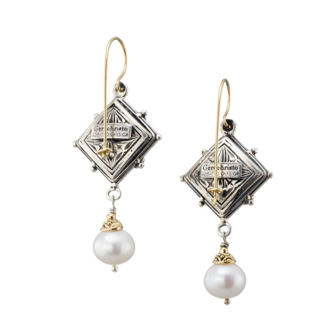Byzantine long earrings in 18K Gold and sterling silver with ruby - Image 3