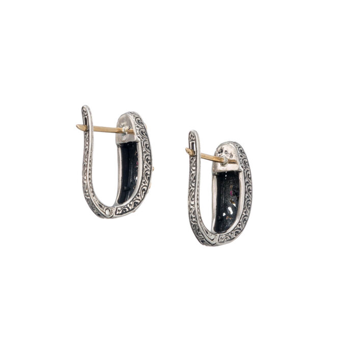 Half hoop Harmony earrings in 18K Gold and sterling silver with rubies - Image 3