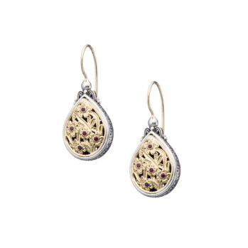 Harmony drop earrings in 18K Gold and sterling silver with rubies