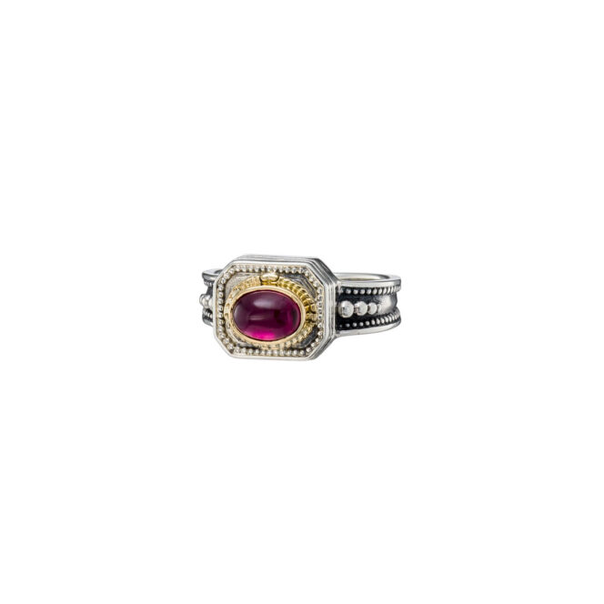Cyclades Ring in 18K Gold and sterling silver with garnet - Image 3