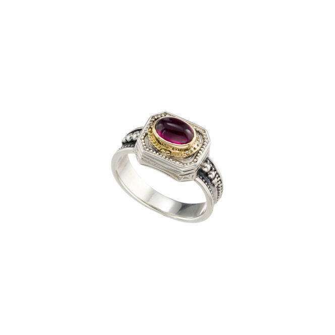 Cyclades Ring in 18K Gold and sterling silver with garnet - Image 2