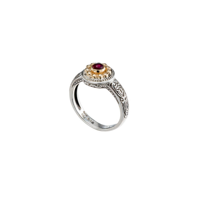 Athenian flowers small round ring in 18K Gold and sterling silver - Image 2