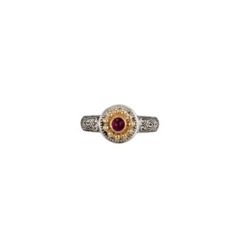 Athenian flowers small round ring in 18K Gold and sterling silver