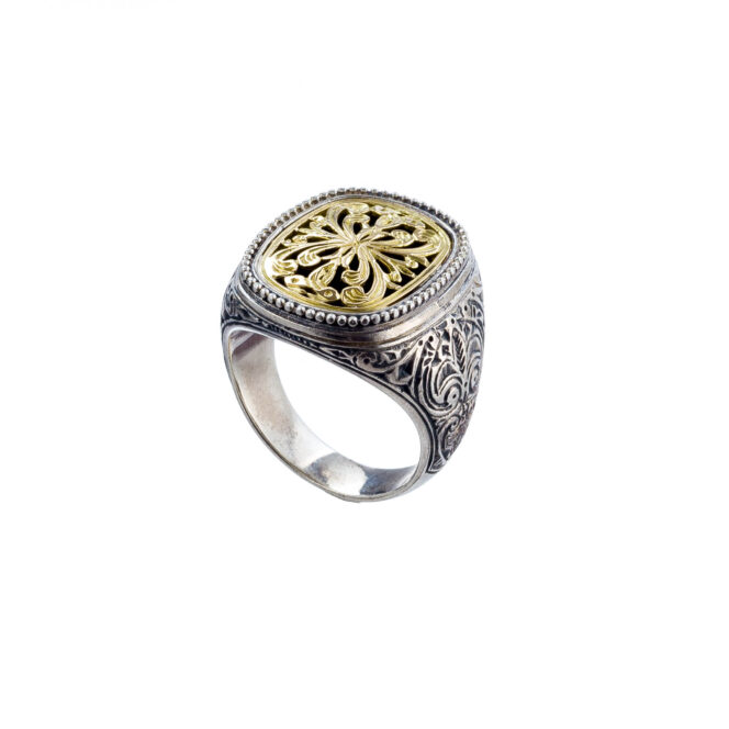 Byzantine style ring in 18K Gold and sterling silver - Image 2
