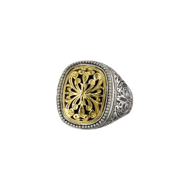 Byzantine style ring in 18K Gold and sterling silver