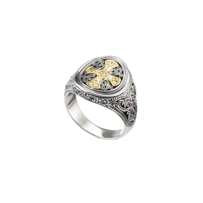 Ring oval shape in 18K Gold and sterling silver - Image 2