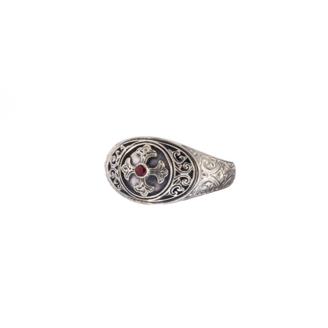 Symbol Ring in sterling silver with garnet