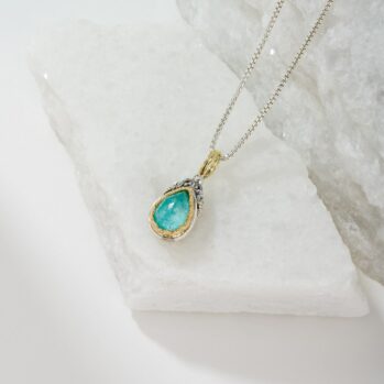Imperial small Drop Pendant in 18K Gold and Sterling silver with Doublet Gemstone
