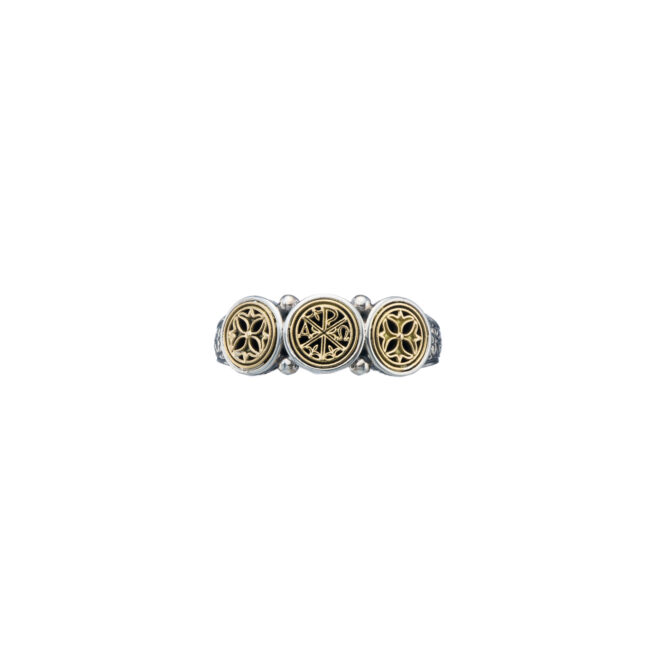 Symbol AΩ ring in 18K Gold and Sterling silver