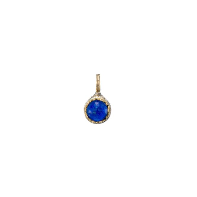 Aegean Colors small Round Pendant in 18K Gold and Sterling Silver with Doublet Stone - Image 7