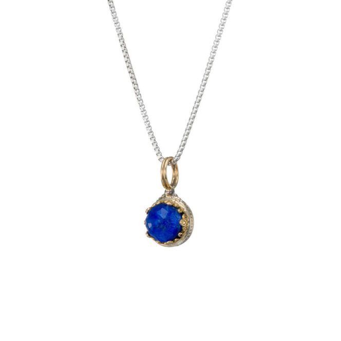Aegean Colors small Round Pendant in 18K Gold and Sterling Silver with Doublet Stone - Image 6