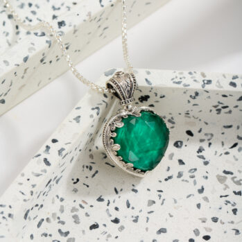 Aegean colors Big Heart pendant in Sterling Silver with Doublet Gemstone
