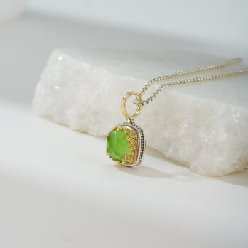 Aegean Colors small Square Pendant in 18K Gold and Sterling Silver with Doublet Stone