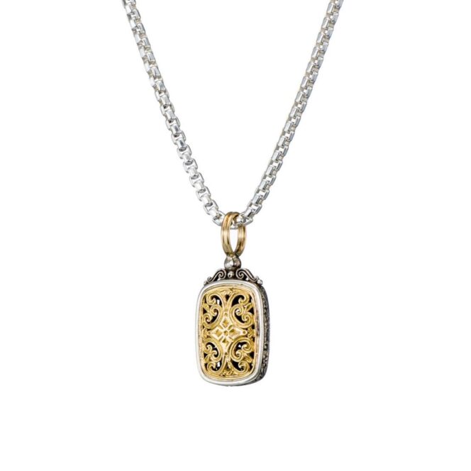 Mediterranean Cushion Pendant in 18K Gold and Sterling Silver - Image 2